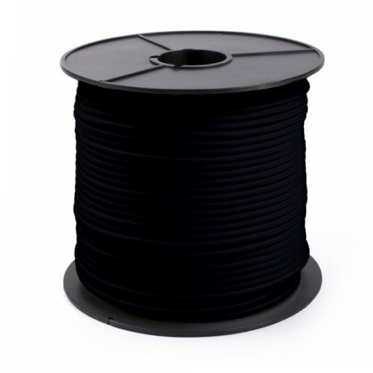 Black Elastic Cord (PP), 100m Reel