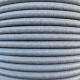 Grey single-strand PE elastic shock cord on 100m spool, side view