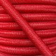 Red single-strand PE shock cord on 100m spool, detail view